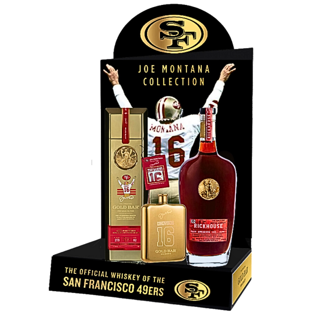 Gold Bar Whiskey Joe Montana 40th Anniversary Flask Limited Edition_Nestor Liquor