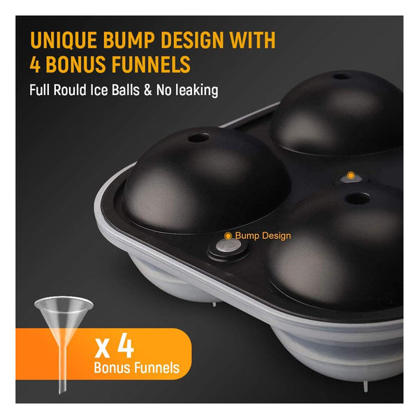 ICEXXP Whiskey Ice Ball Maker, [Fill without Funnel & Easy Release] Black