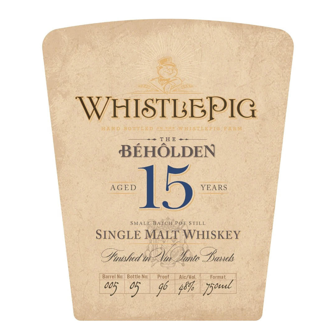 WhistlePig The Beholden 15 Year Old Finished In Vin Santo Barrels 750ml_nestor liquor